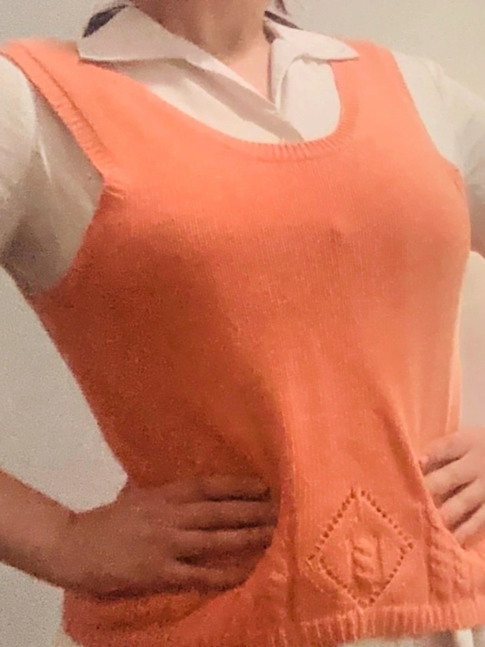 Vintage Soft Orange Sweater Vest 100% cotton